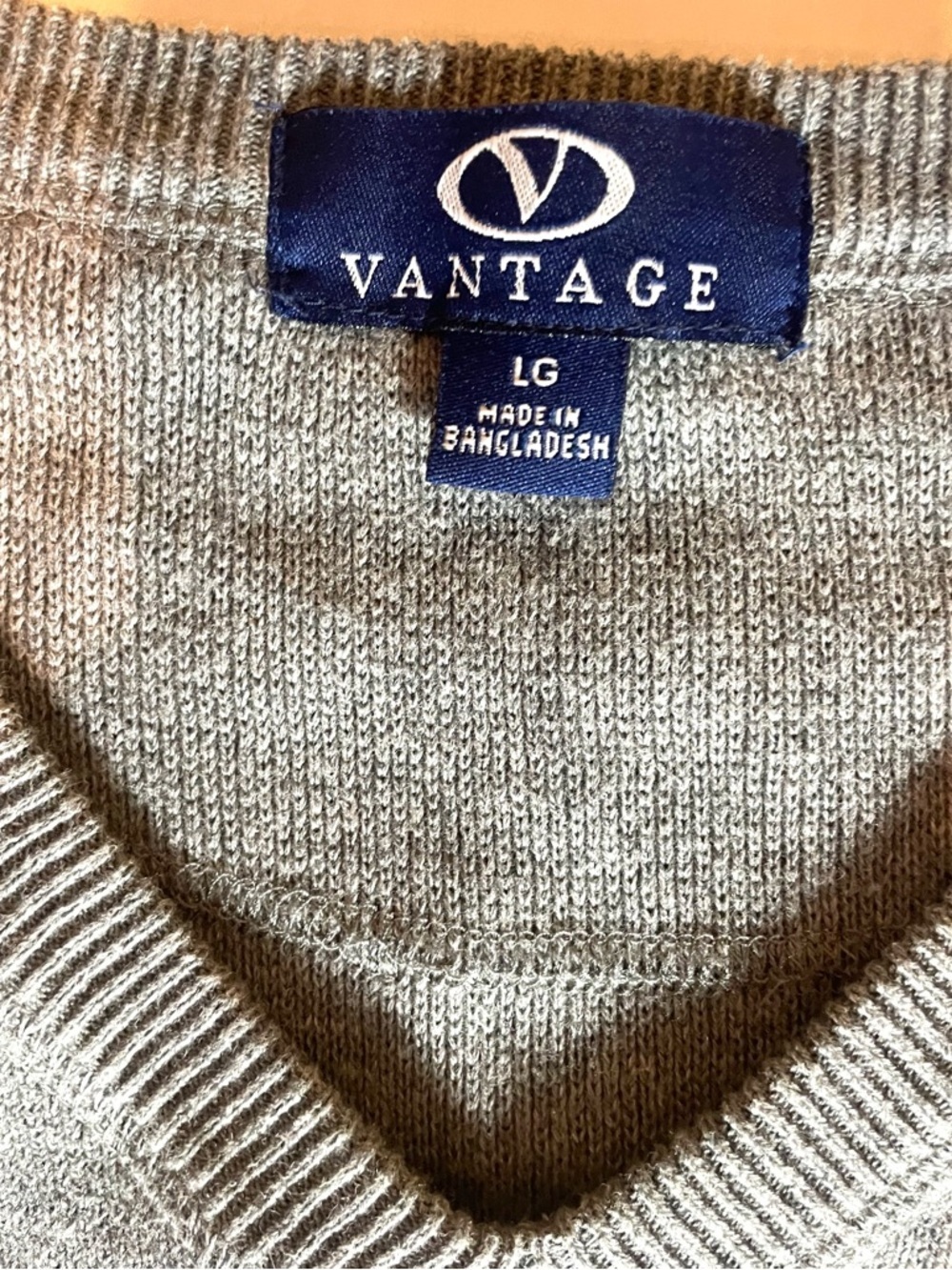 Clemson Tigers Vantage Gray V-Neck Sweater Vest Orange Paw Logo Size L - Picture 5 of 12
